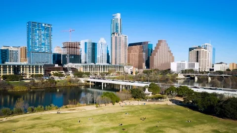 4K Time Lapse Austin Texas Skyline State Capital Time Lapse Hyperlapse Aerial Stock-Footage 123534098
