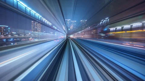 4K Time lapse of automatic train moving in Tokyo, Japan Stock Footage 95171433