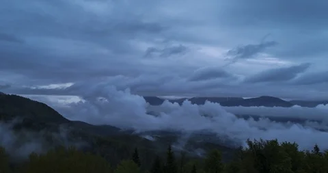 4k time lapse bad storm cloud weather covering valley bellow, Jamnik, Slovenia Stock Footage 113334910