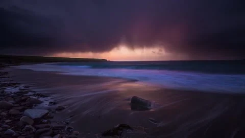 4k Time Lapse on the Beach with Storm Clouds appoaching in Orkney  Stock-Footage 253321945