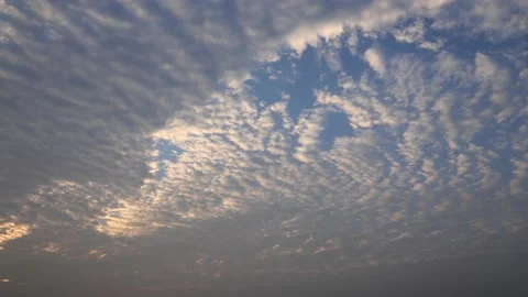 4k time lapse beautiful blue sky with moving clouds during sunset Stock Footage 170186227