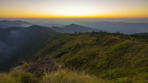 4K Time lapse of beautiful mountain range at Phu Chi fa hill Stock Footage 145144239