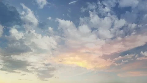 4K Time Lapse Beautiful sky on a sunny morning. Sunlight behind clouds Stock Footage 154058557