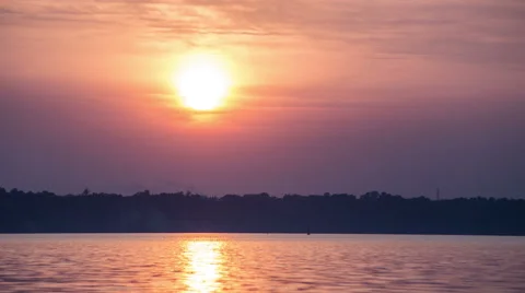 4K Time lapse beautiful sunset over river with clouds Stock Footage 41841765
