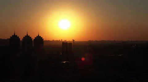4K Time Lapse of Beautiful Sunset Under the City Stock Footage 53340487