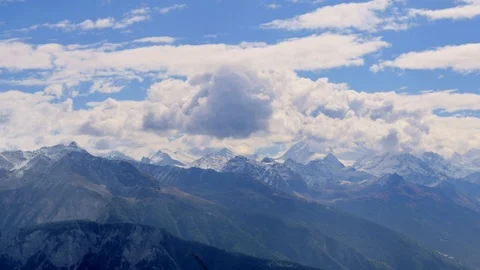 4k Time Lapse Of Blue Sky With Clouds Over Mountain, Switzerland Stock Footage 95986310