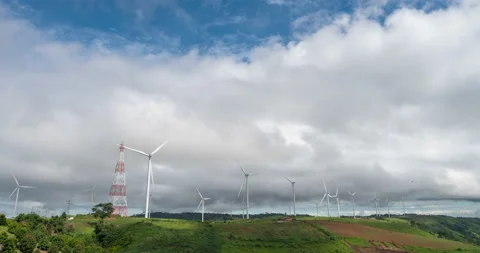 4K Time Lapse  blue sky white cloud bright, clear cloudy scenery green mountain  Stock Footage 153390437