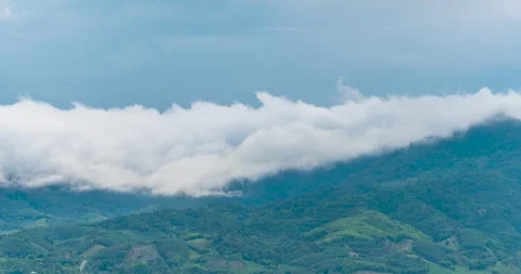 4K Time Lapse blue sky white cloud bright, clear cloudy scenery green mountain Stock Footage 277311487