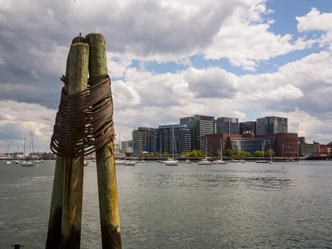4K Time Lapse of Boston Harbor in the Day Vídeo Stock 76313821