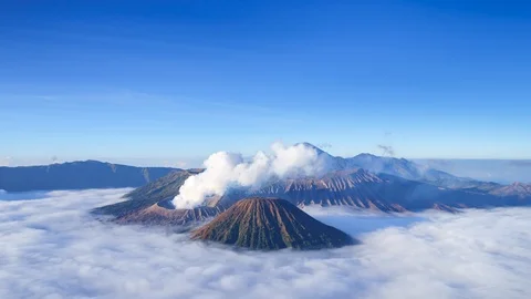 4K Time lapse of Bromo volcano at sunrise, East Java, Indonesia Stock Footage 92656824