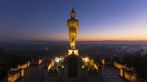 4K Time-lapse of Buddha statue at Wat Phrathat Khao Noi temple Stock Footage 145144365