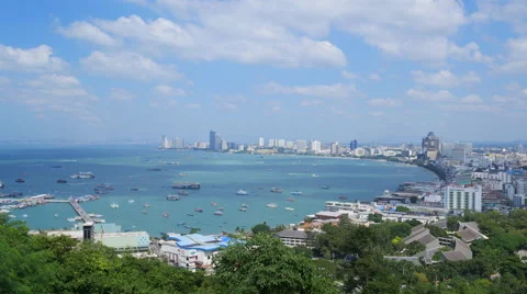 4k Time-lapse of building and skyscrapers in day time at Pattaya, Thailand Video stock 58420996