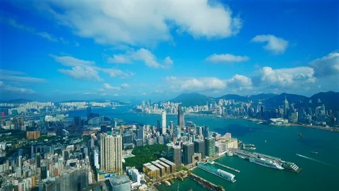 4K Time lapse Building and the skyline of Hong Kong city Stock Footage 96138730