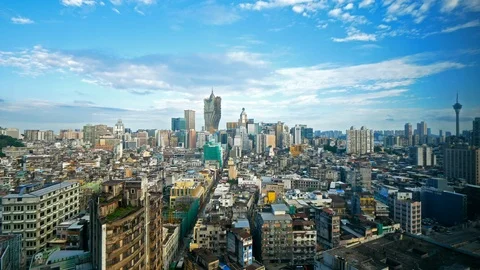 4K Time lapse Building and the skyline of Macau city Stock Footage 97208976