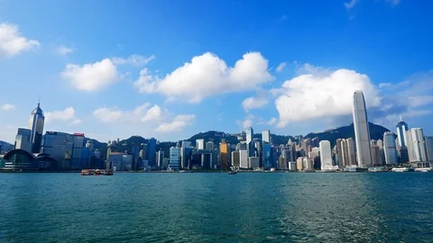 4K Time lapse Building and the skyline of Hong Kong city Stock-Footage 97633522
