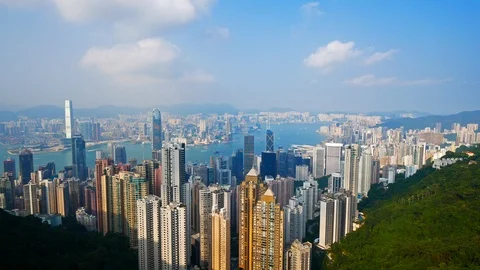 4K Time lapse Building and the skyline of Hong Kong city Stock Footage 107826782