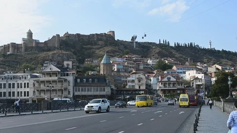 4K time lapse. Building and transport of the old city of Tbilisi; Georgia. Stock Footage 119018886
