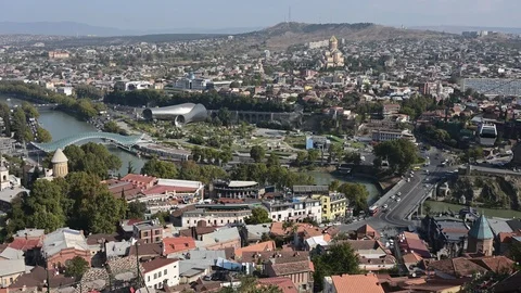 4K time lapse. Building and transport of the old city of Tbilisi; Georgia. Stock Footage 121153355