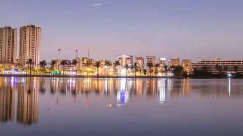 4k Time lapse  Building at day to night Muangthong Thani City Stock Footage 74220729
