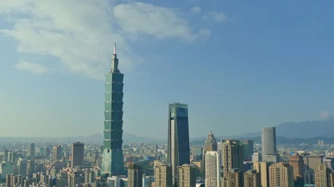 4K Time lapse Building skyline in Taipei, Taiwan. Stock Footage 136924098