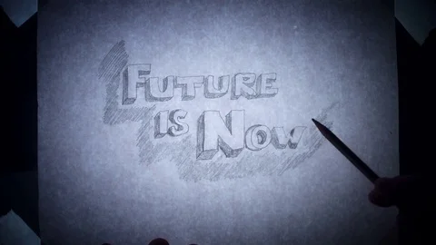 4k Time-lapse Business Concept Drawing Future is Now Vídeos de archivo 73982002