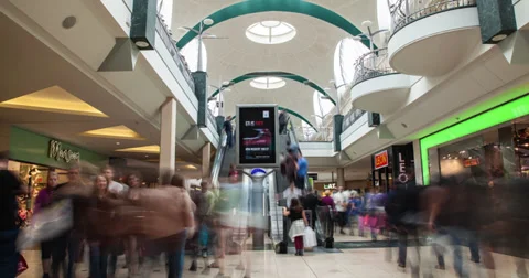 4K time lapse of busy shoppers in Europe's largest shopping mall Stock Footage