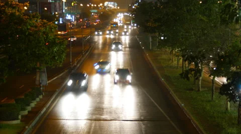 4k Time-lapse of Car driving on the highway, Traffic with motion blur Video stock 61799363