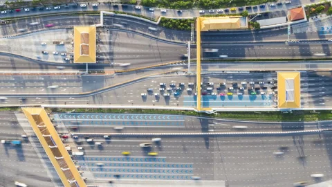 4K time-lapse of car traffic transportation on multiple lanes highway road Stock Footage 132800852
