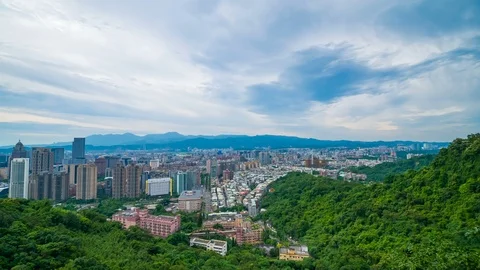 4k Time-lapse of city view of Taipei, Taiwan Stock Footage 120233922