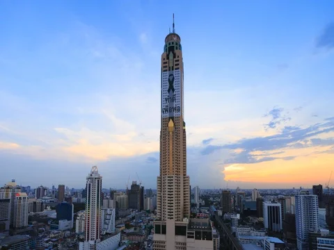 4K Time-lapse Cityscape view Baiyoke Sky Hotel Building before sunset Stock Footage 75206504