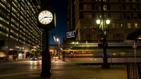 4k Time Lapse of Clock Changing Time at Night Stock Footage 78685893