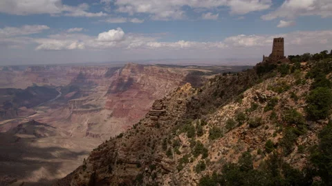 4K Time lapse of cloud shadows on the Desert Watchtower at the Grand Canyon Stock Footage 159497759