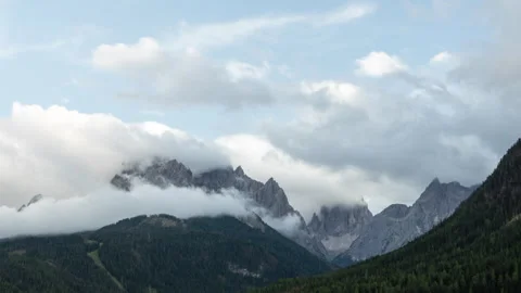 4k time lapse of clouds in the dolomites. Mountain range in Italy, Europe. Stock Footage 277867926
