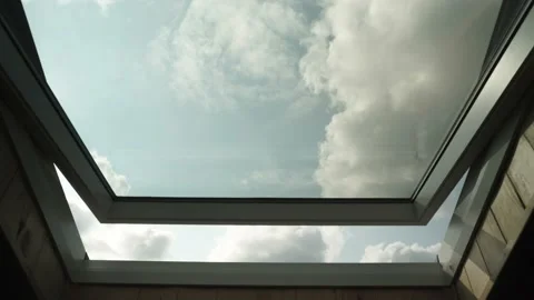 4K Time lapse of clouds moving, skylight window view Stock Footage 169745078