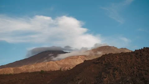 4K Time Lapse of Clouds Moving Around Teide and Pico Viejo at Sunset, Tenerife Stock-Footage 319958631