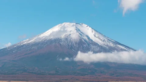 4K Time lapse of Clouds with Mt. Fuji over Lake Yamanaka, Japan. Stock-Footage 333244247