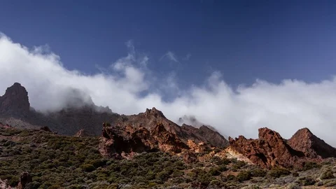 4k time lapse clouds over volcanic rock formations on Tenerife, Canary Islands Stock Footage