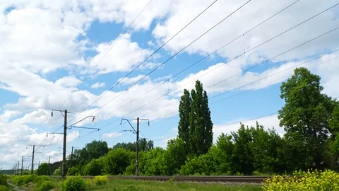 4k Time Lapse Clouds Over Iron Road Stock Footage 89814130