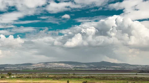 4K Time Lapse Clouds running over the mountains of Galilee, Israel Stock Footage 45278370