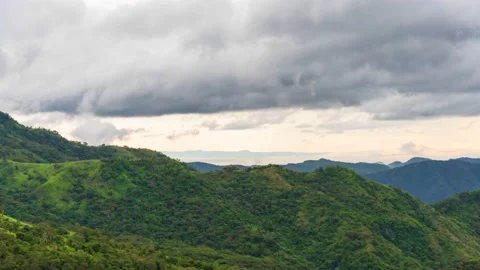 4K Time lapse clouds as the sky sunrise fog form misty nature ridge mountains  Stock Footage 148151367