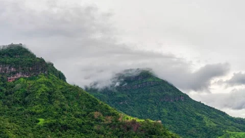 4K Time lapse clouds as the sky sunrise fog form misty nature ridge mountains  Stock Footage 148151646