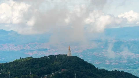 4K Time lapse clouds as the sky sunrise fog form misty nature ridge mountains  Stock Footage 148155337