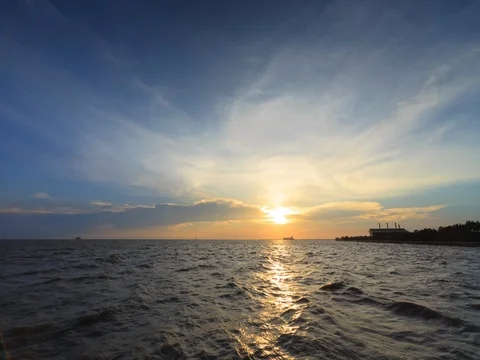 4K Time lapse : Clouds spread across the sky before sunset at Bangpu seaside. Stock Footage 74515636