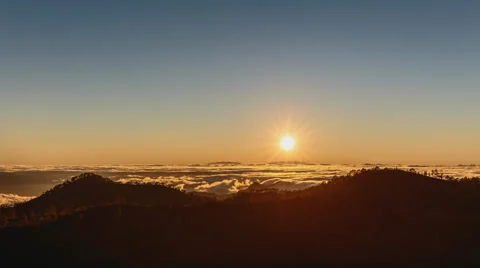 4K Time Lapse Clouds Trees Silhouette Tenerife Canary Islands Spain Stock Footage 66797215