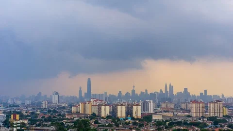4K Time lapse cloudy and haze sunset over downtown Kuala Lumpur, Malaysia. Stock Footage 114315250
