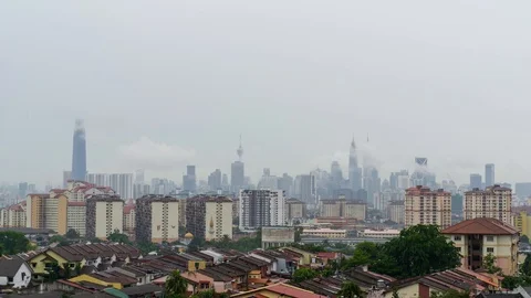4K Time lapse of cloudy day over downtown Kuala Lumpur, capital city of Malaysia Stock Footage 91333715