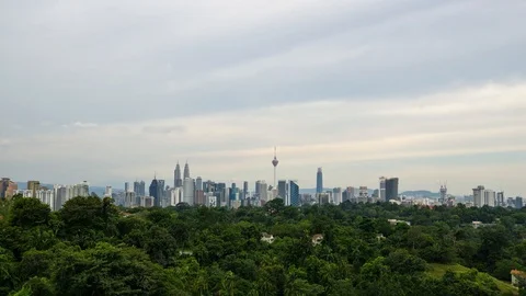4K Time lapse of cloudy day over downtown Kuala Lumpur, Malaysia. Stock Footage 94712364