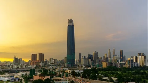 4K Time lapse of cloudy sunset over Exchange 106. Stock Footage 97376423