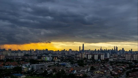 4K Time lapse of cloudy sunset at downtown Kuala Lumpur, Malaysia. Stock Footage 121324763