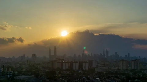 4K time lapse of cloudy sunset over down town Kuala Lumpur, Malaysia. Stock Footage 128175102